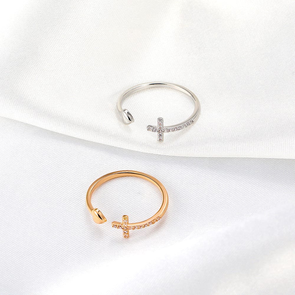 LOVE &amp; CROSS SILVER RING