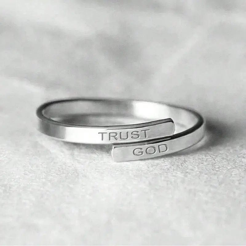 Trust God Engraved Inspirational Stainless Steel Ring - (ADJUSTABLE)