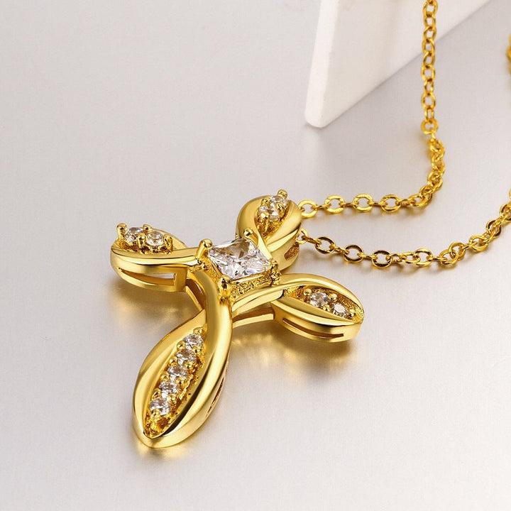 Zircon Pendant Trend Elegant Cross Necklace