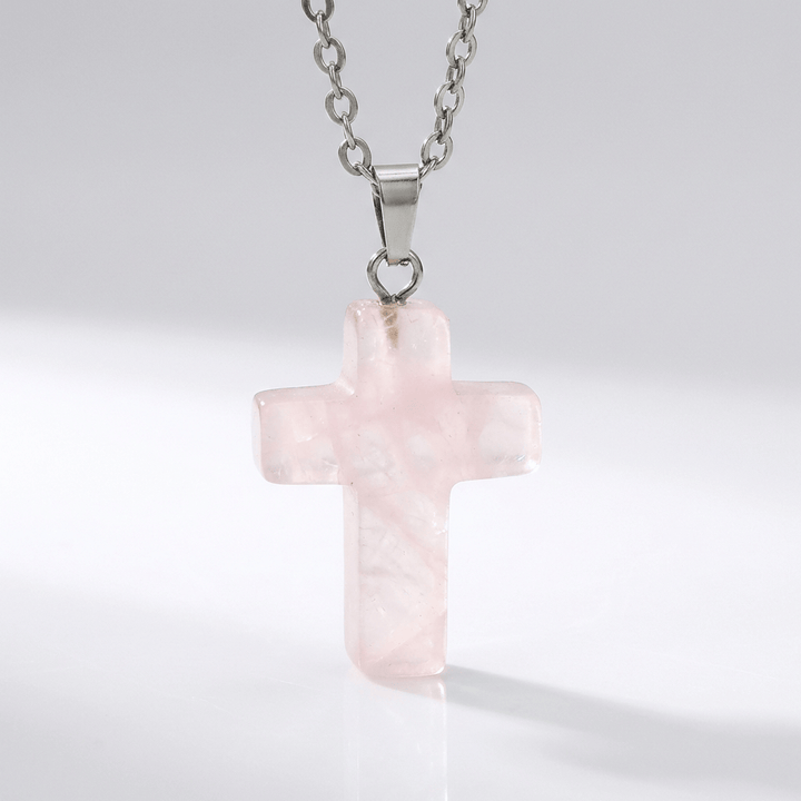NATURAL AGATE STONE CROSS PENDANT