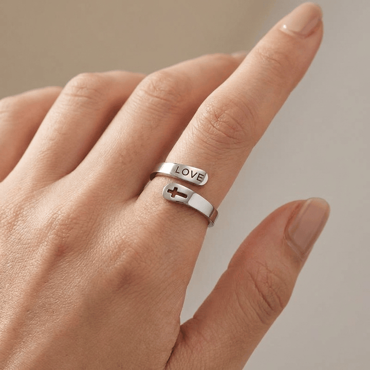 HOLY LOVE CROSS RING - (ADJUSTABLE)