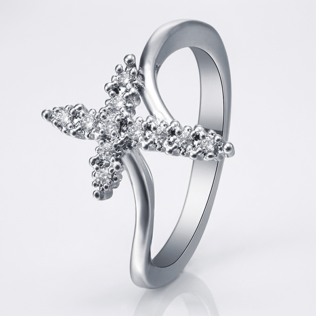 CRYSTAL CROSS RING