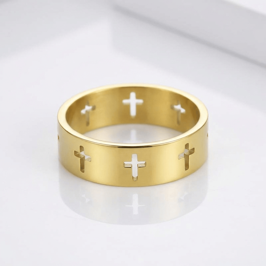 BLESSED CROSS CUTOUT RING