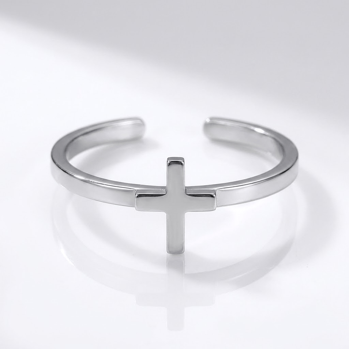CROSS ON TOP RING - (ADJUSTABLE)