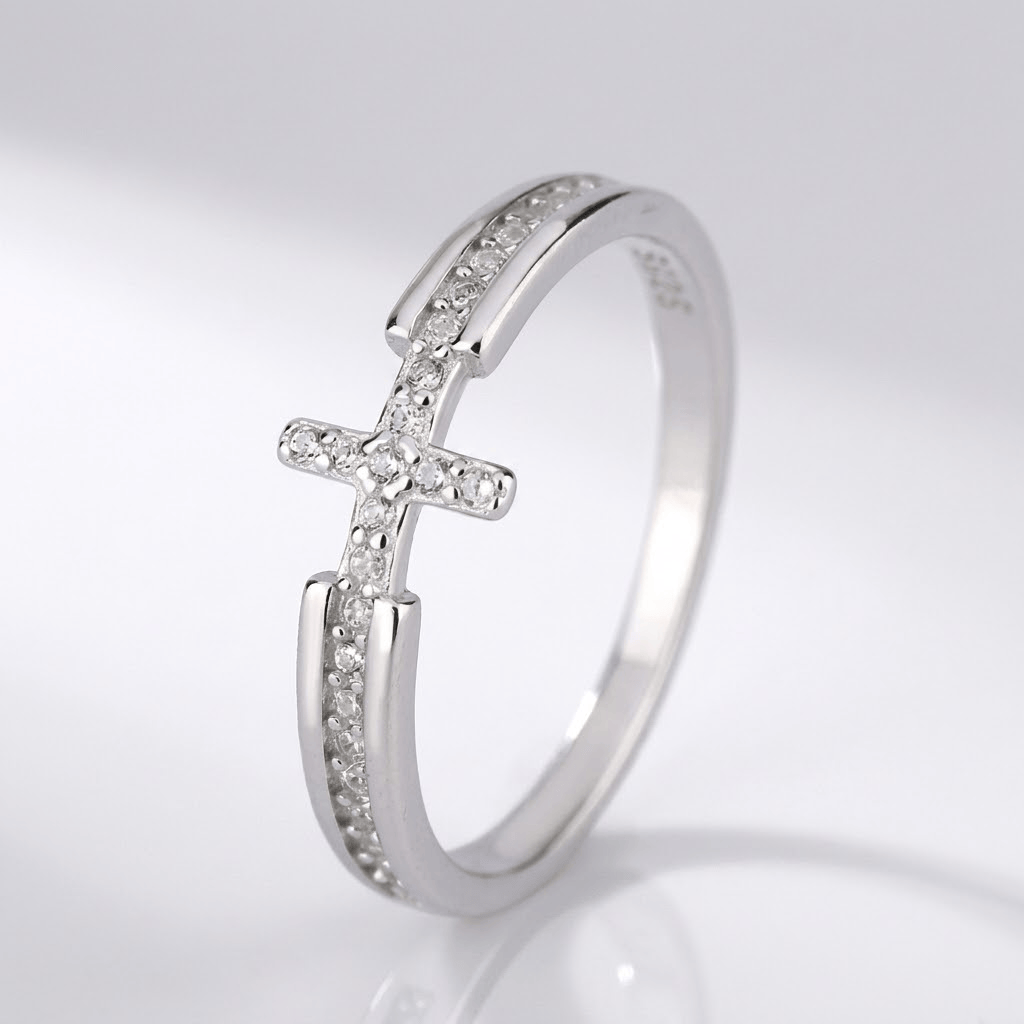 ELEGANT CROSS WITH ZIRCON STONES RING