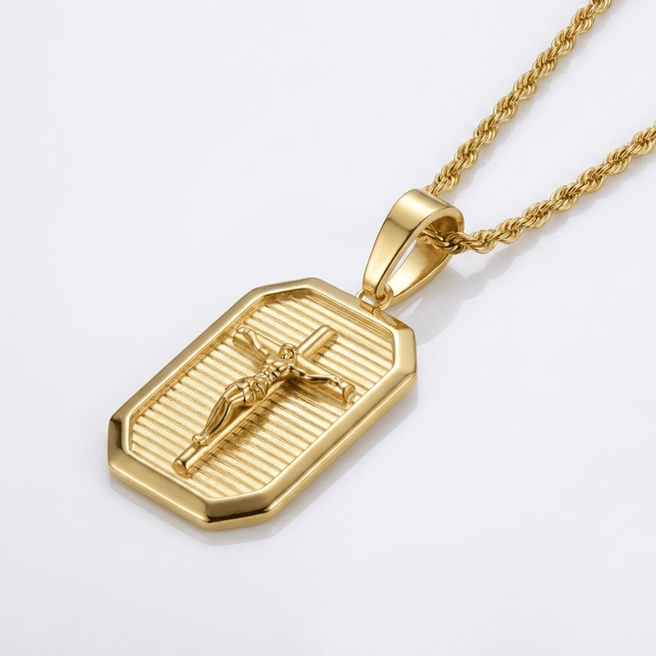 CROSS &amp; JESUS GOLD NECKLACE