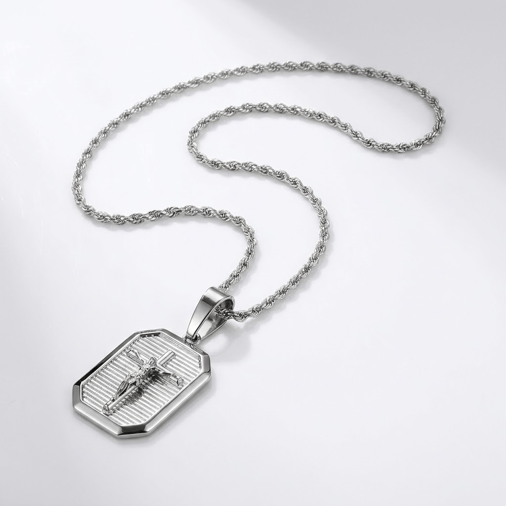 CROSS &amp; JESUS GOLD NECKLACE
