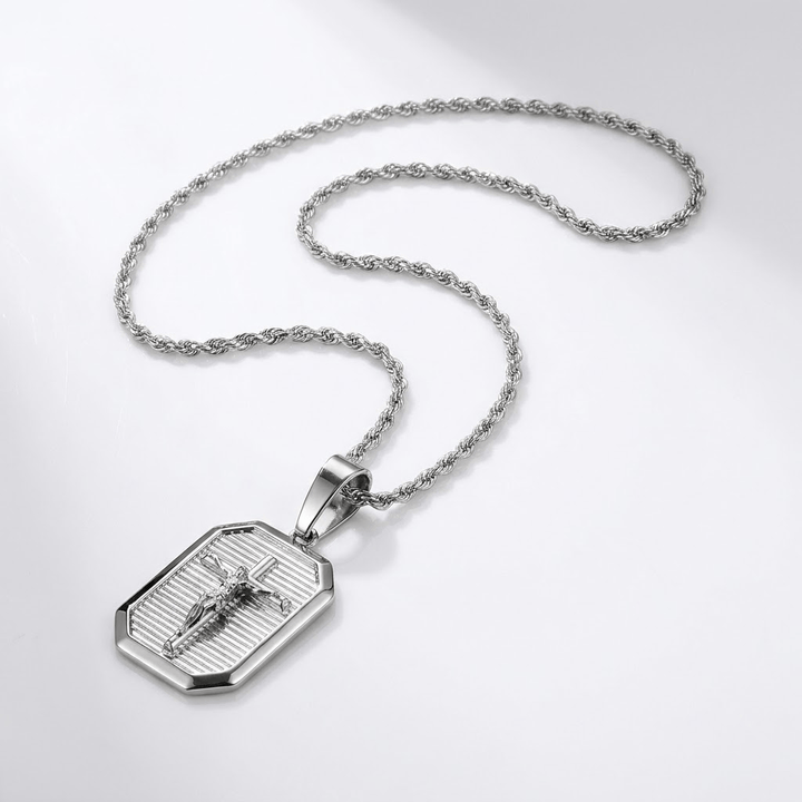 CROSS &amp; JESUS GOLD NECKLACE