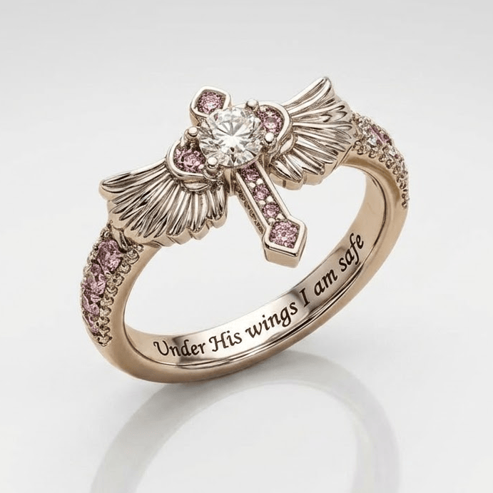UNDER HIS WINGS I AM SAFE RING