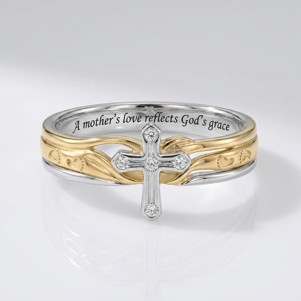 A MOTHERS LOVE SILVER &amp; GOLD RING
