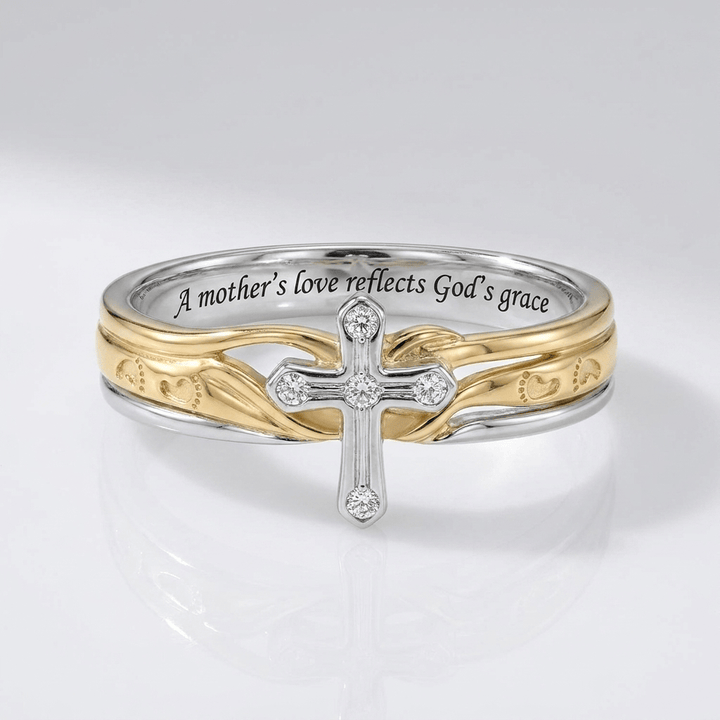 A MOTHERS LOVE SILVER &amp; GOLD RING