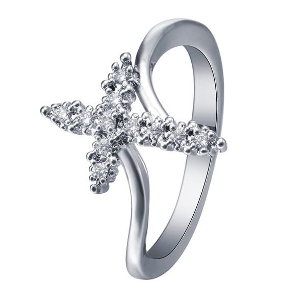 CRYSTAL CROSS RING