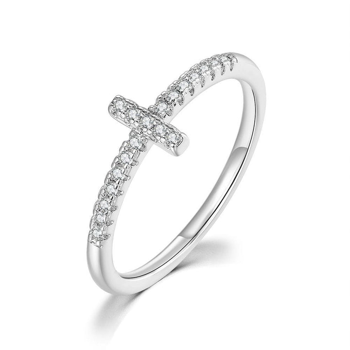 bu duplicated Cross Micro Set Zircon Ring