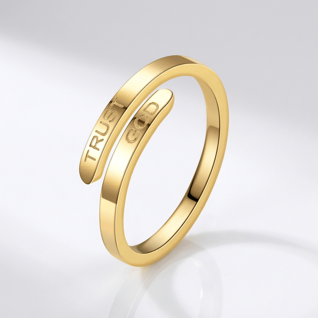 Trust God Engraved Inspirational Stainless Steel Ring - (ADJUSTABLE)