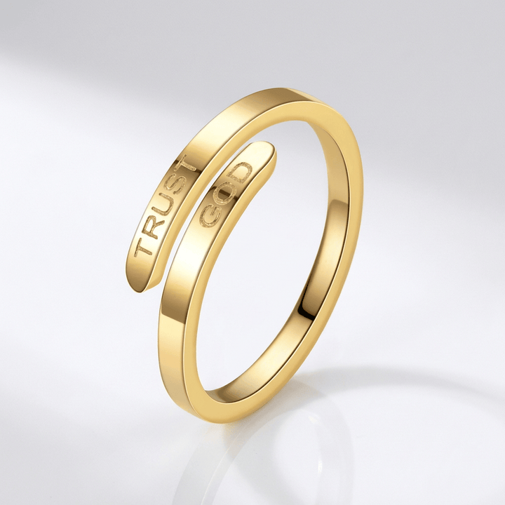 Trust God Engraved Inspirational Stainless Steel Ring - (ADJUSTABLE)