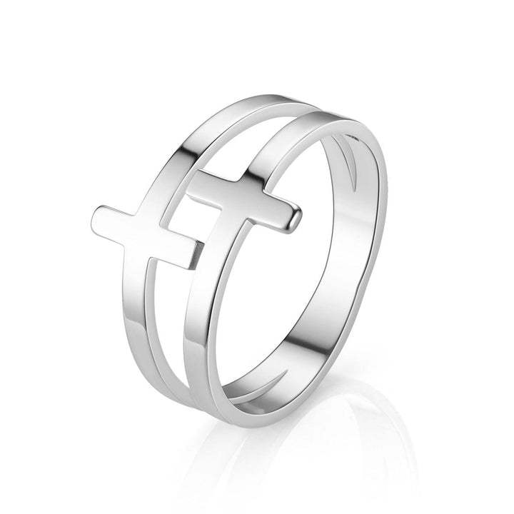 Titanium Steel Cross Ring Women&