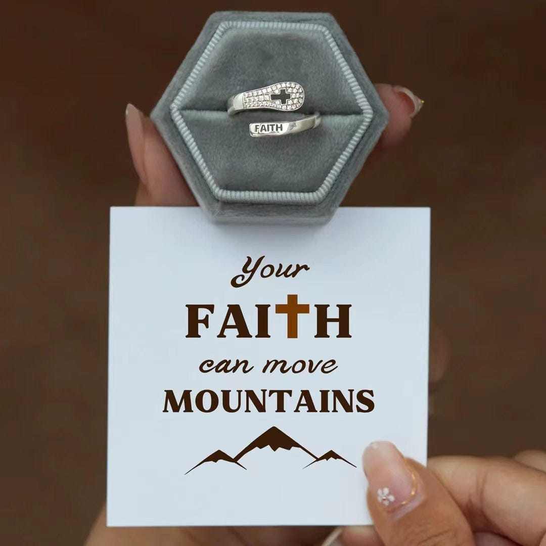 SILVER FAITH &amp; CROSS ZIRCON RING