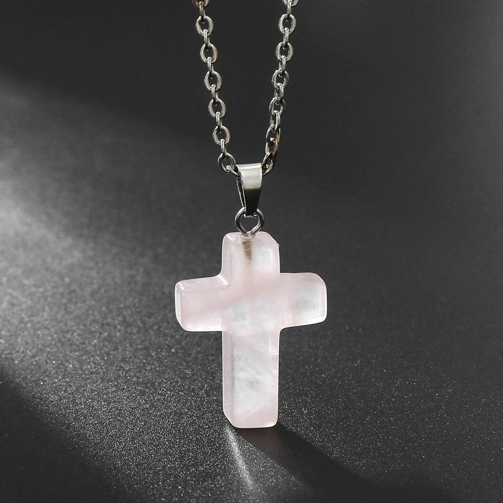 NATURAL AGATE STONE CROSS PENDANT