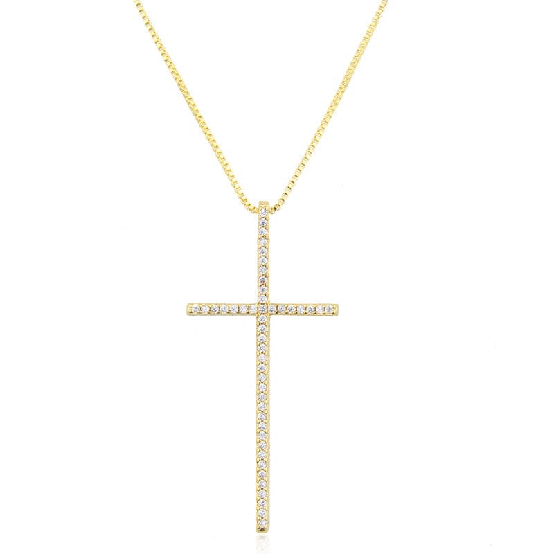 Zirconium Cross Necklace Simple Copper Plating