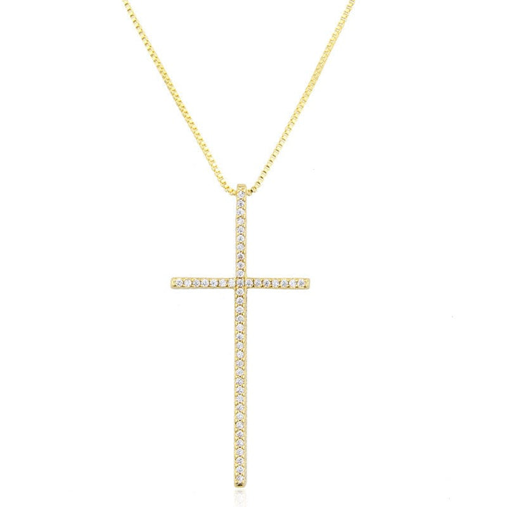 Zirconium Cross Necklace Simple Copper Plating