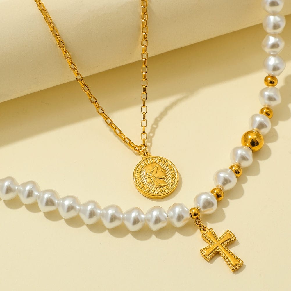 FAITHFUL PEARL LAYERED NECKLACE