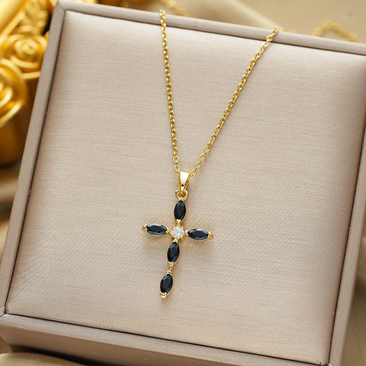 European And American Micro-Set Cross Necklace
