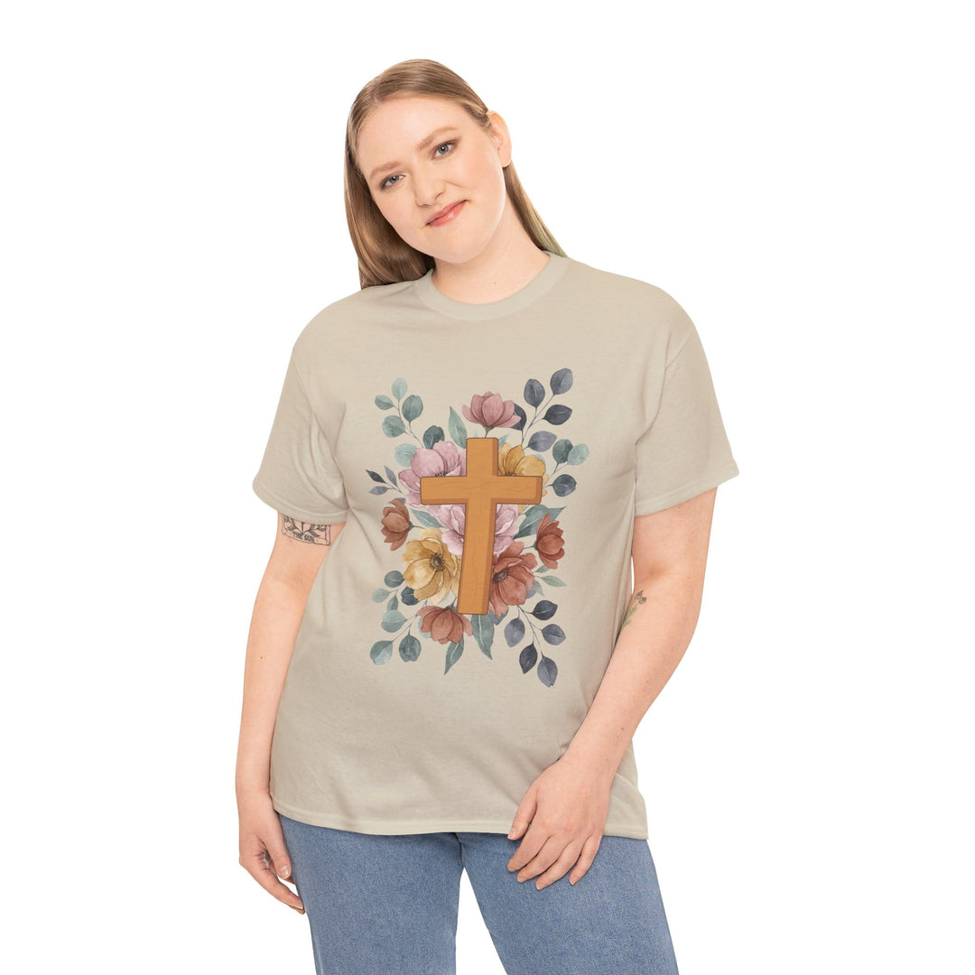 SIMPLE FLOWER CROSS TEE