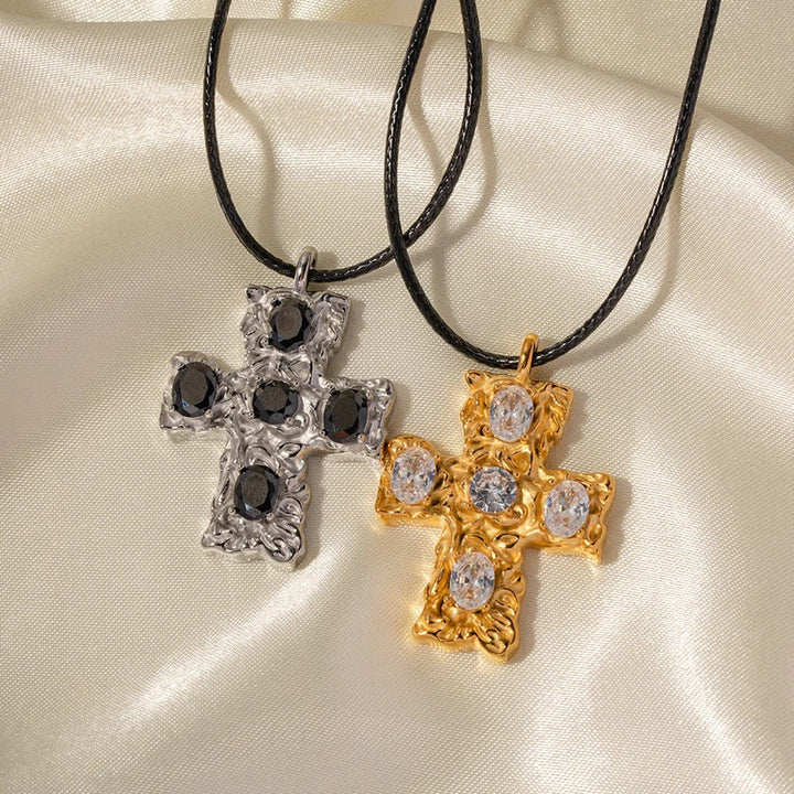BOLD STONES CROSS NECKLACE