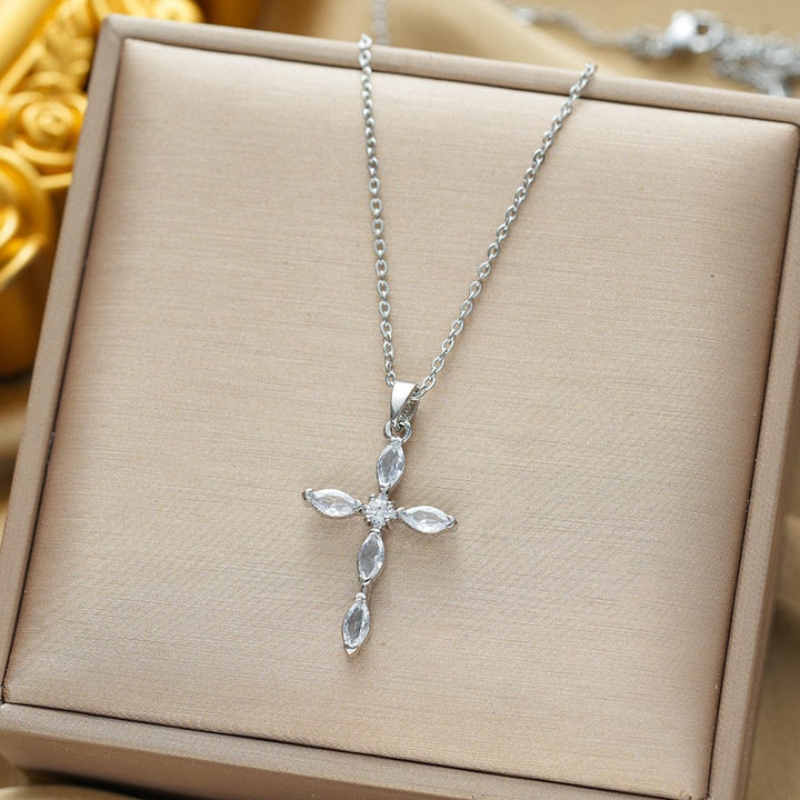 European And American Micro-Set Cross Necklace