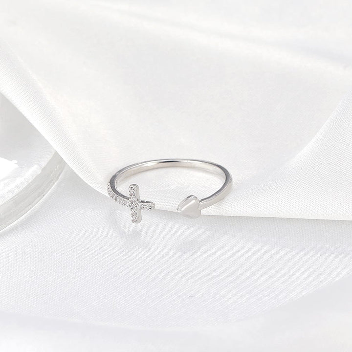 LOVE &amp; CROSS SILVER RING
