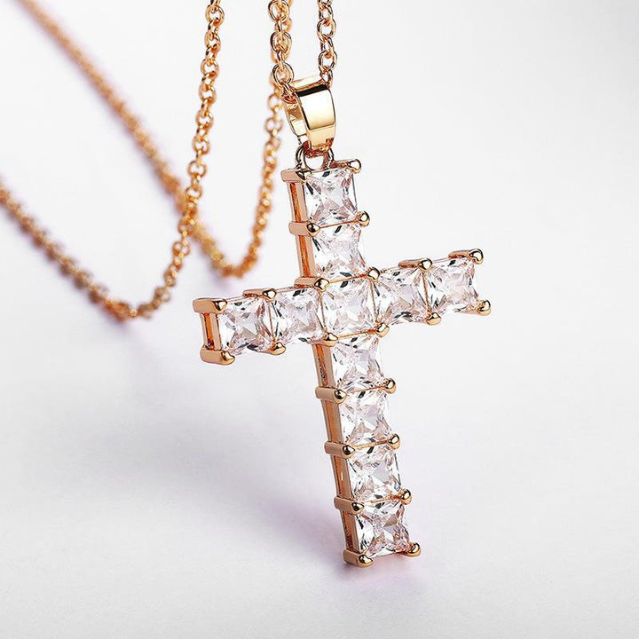 COLORFUL DIAMONDS CROSS NECKLACE