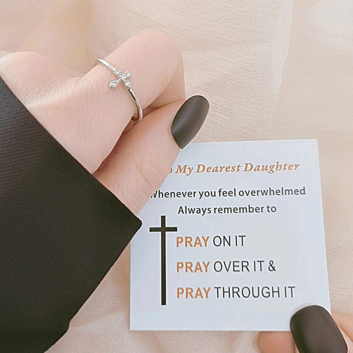 Womens Simple And Stylish Cross Ring