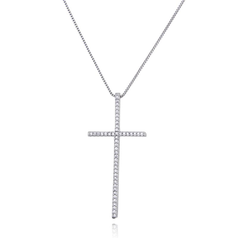 Zirconium Cross Necklace Simple Copper Plating