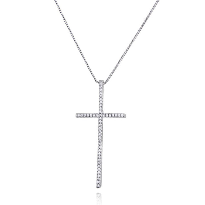 Zirconium Cross Necklace Simple Copper Plating