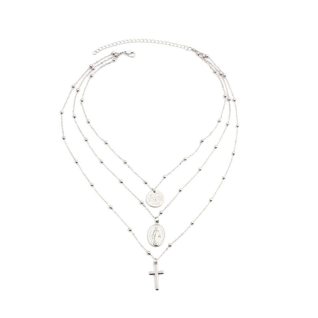 3-1 LAYERED CROSS NECKLACE