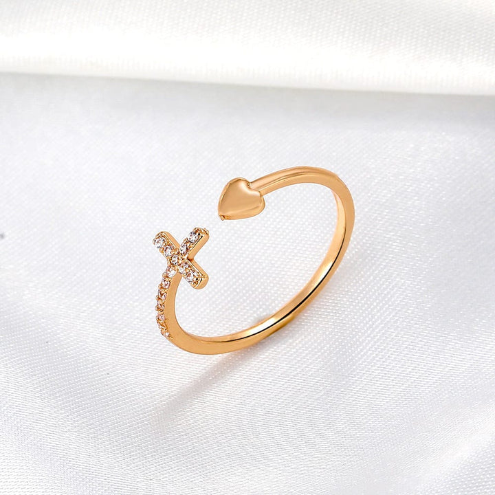 LOVE &amp; CROSS SILVER RING
