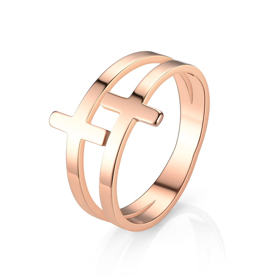Titanium Steel Cross Ring Women&