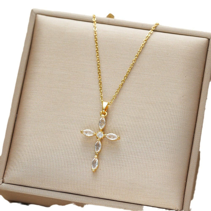 European And American Micro-Set Cross Necklace