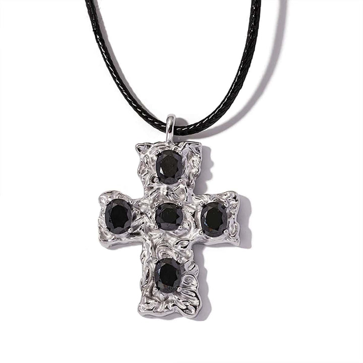 BOLD STONES CROSS NECKLACE