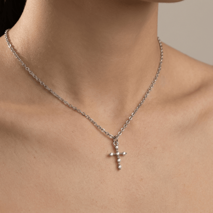 Korean Style Simple Fashion Cross Diamond Necklace