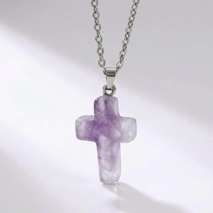 NATURAL AGATE STONE CROSS PENDANT