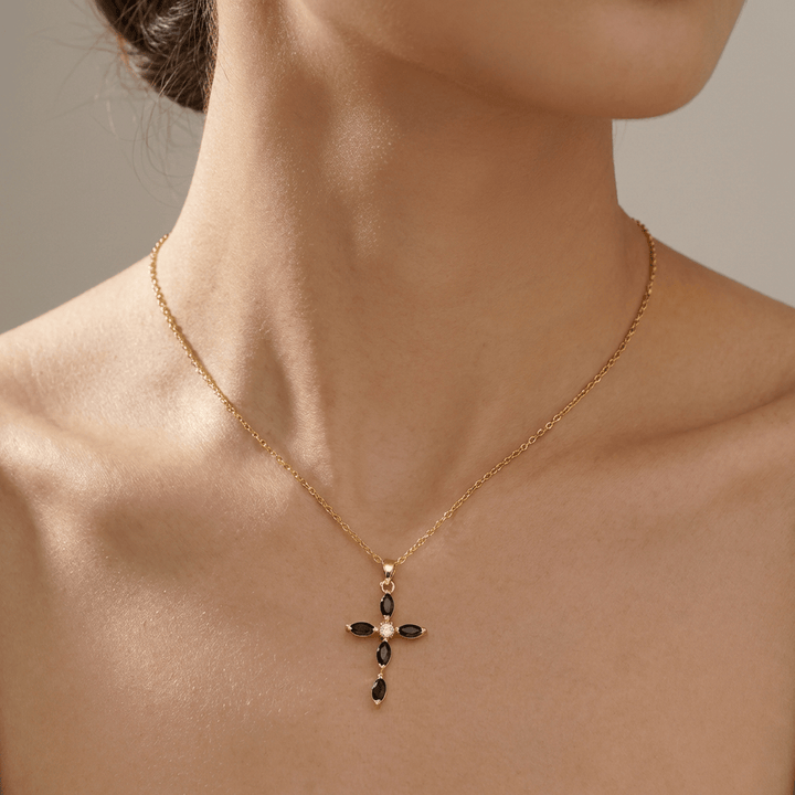 European And American Micro-Set Cross Necklace