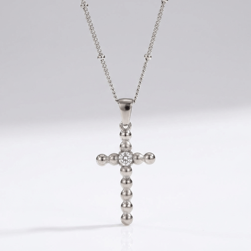 RETRO BUBBLES CROSS NECKLACE