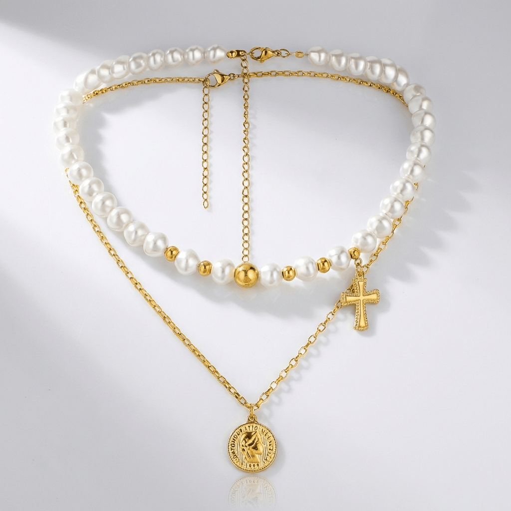 FAITHFUL PEARL LAYERED NECKLACE