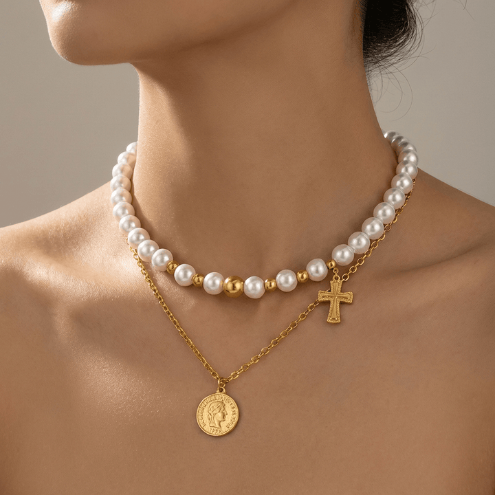 FAITHFUL PEARL LAYERED NECKLACE