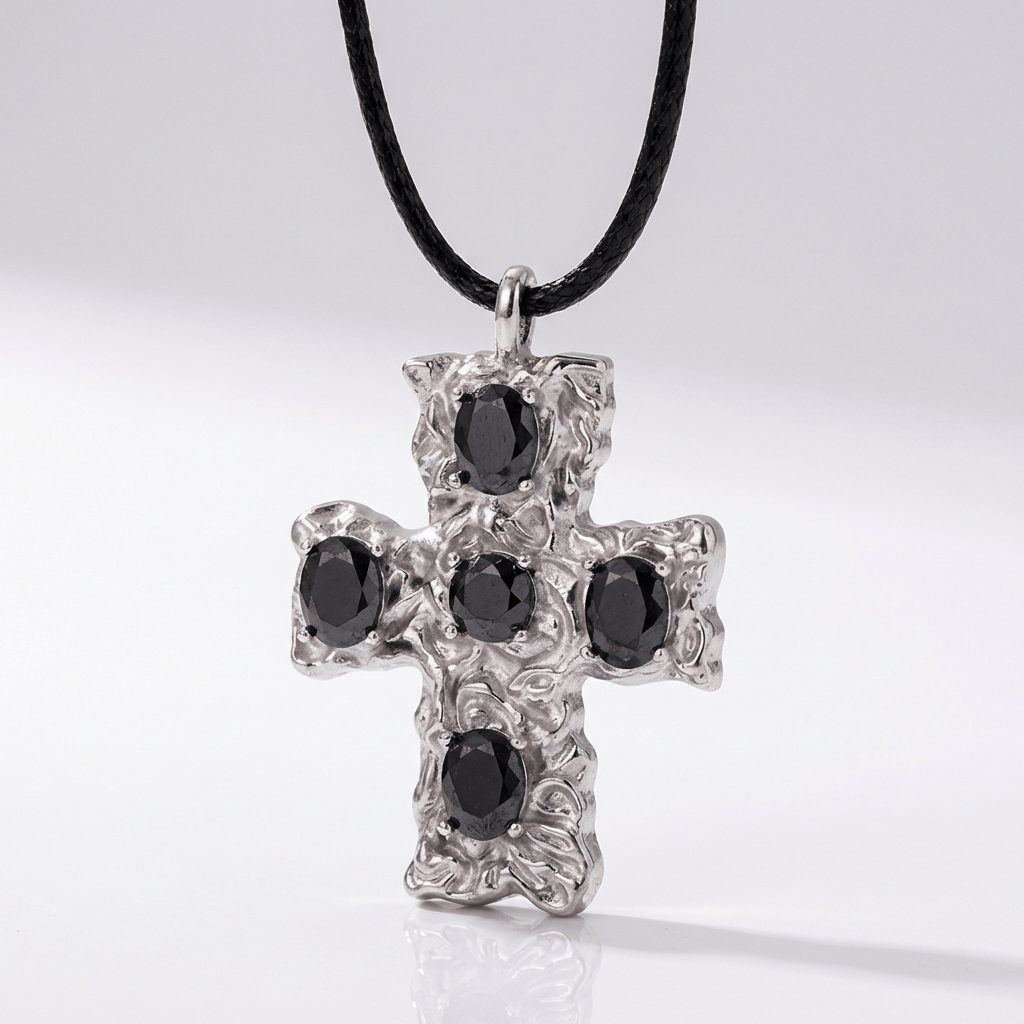 BOLD STONES CROSS NECKLACE