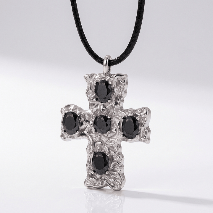 BOLD STONES CROSS NECKLACE