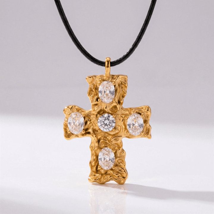 BOLD STONES CROSS NECKLACE