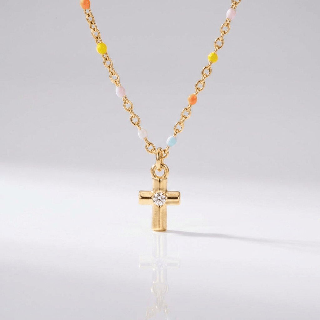 Vintage Cross Necklace Simple Handmade Chain