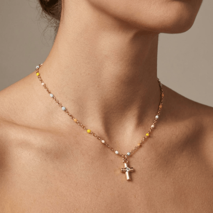 Vintage Cross Necklace Simple Handmade Chain